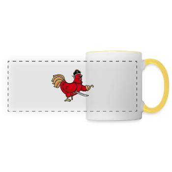 Humor Hen Funny Animal Pirate Rooster Chicken Hen - Panoramic Mug - white/yellow - Front