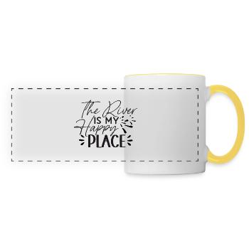 La rivière est mon endroit heureux - Mug panoramique contrasté et blanc - blanc/jaune - Devant