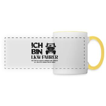 Ich bin Lkw Fahrer lustiger Spruch für LKW-Fahrer - Panoramatasse - Weiß/Gelb - Vorne