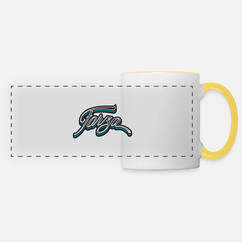 Power and strength - Panoramic Mug - white/yellow