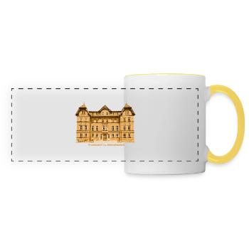 Hôtel de ville de Tharandt Erzgebirge Saxe - Mug panoramique contrasté et blanc - blanc/jaune - Devant