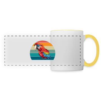 Papagei Retro Vogel Sommer - Panoramatasse - Weiß/Gelb - Vorne