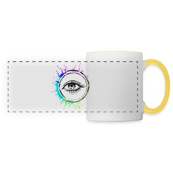 Symbole des yeux cils - Mug panoramique contrasté et blanc - blanc/jaune - Devant