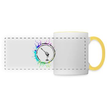 Bâton ciseau icône apiculteur - Mug panoramique contrasté et blanc - blanc/jaune - Devant