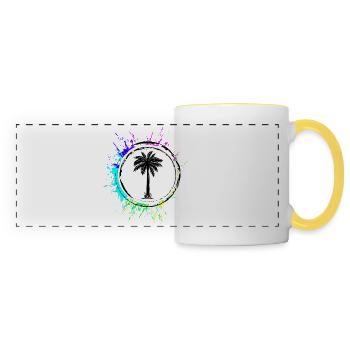 Symbole de palmier - Mug panoramique contrasté et blanc - blanc/jaune - Devant