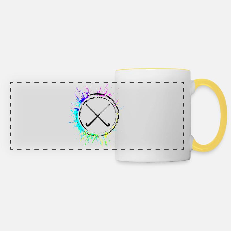Field hockey symbol colorful - Panoramic Mug - white/yellow