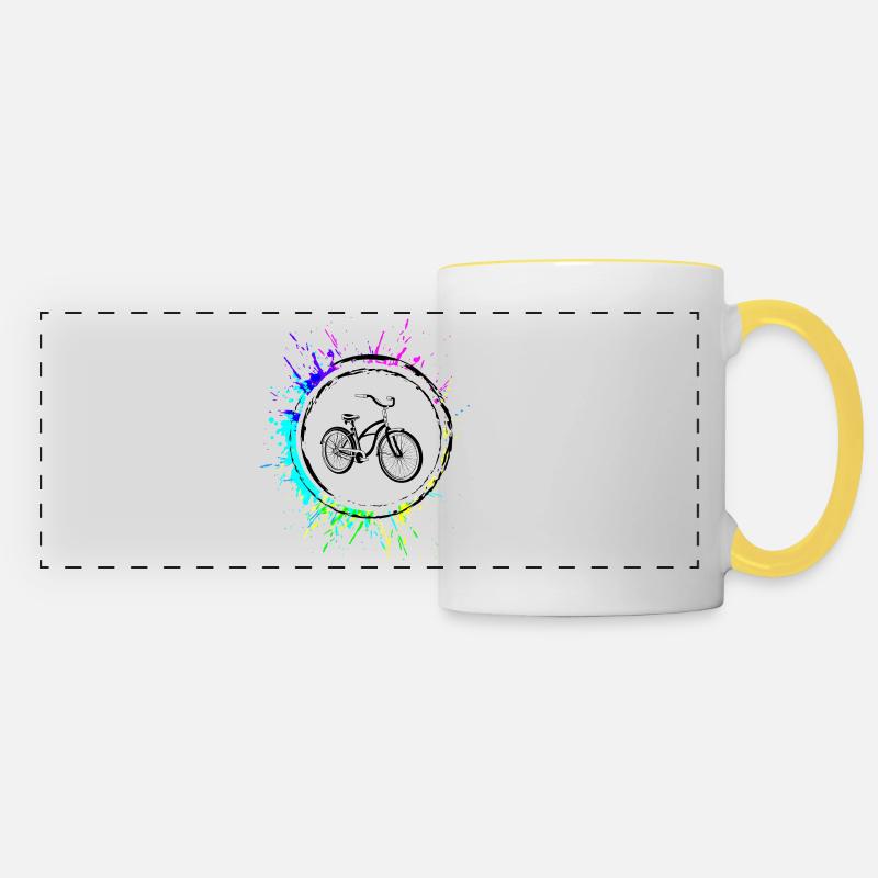 Icône De Vélo Coloré - Mug panoramique contrasté et blanc - blanc/jaune