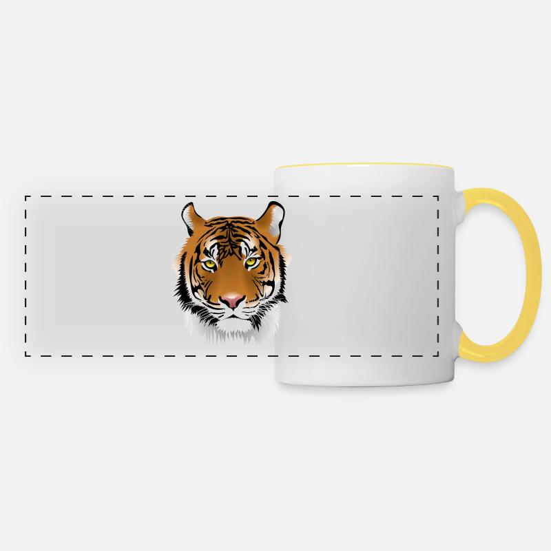 face à Tiger - Mug panoramique contrasté et blanc - blanc/jaune