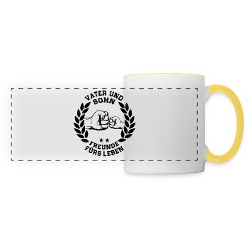 Vater und Sohn Freunde fürs Leben - Lorbeerkranz - Panoramic Mug - white/yellow - Front