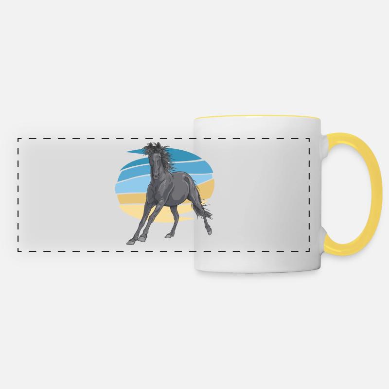 Black Horse - Panoramic Mug - white/yellow