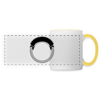 Banner cercle arc couronne cadre cadre photo modèle - Mug panoramique contrasté et blanc - blanc/jaune - Devant