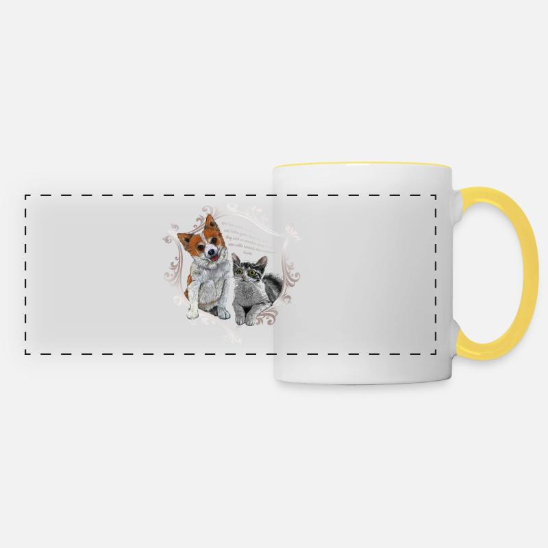 Dog Cat Goethe - Panoramic Mug - white/yellow