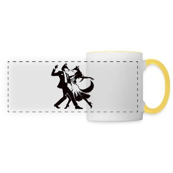 Conception élégante de couple de danse de tango avec des renards - Mug panoramique contrasté et blanc - blanc/jaune - Devant