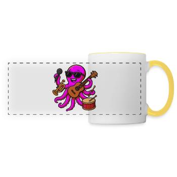 Bunter musikalischer Oktopus - Panoramatasse - Weiß/Gelb - Vorne