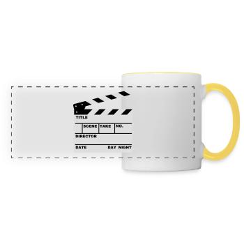 clap de film - Mug panoramique contrasté et blanc - blanc/jaune - Devant