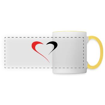 Dualité de l’Amour - Deux Faces Rouge/Noir - Mug panoramique contrasté et blanc - blanc/jaune - Devant