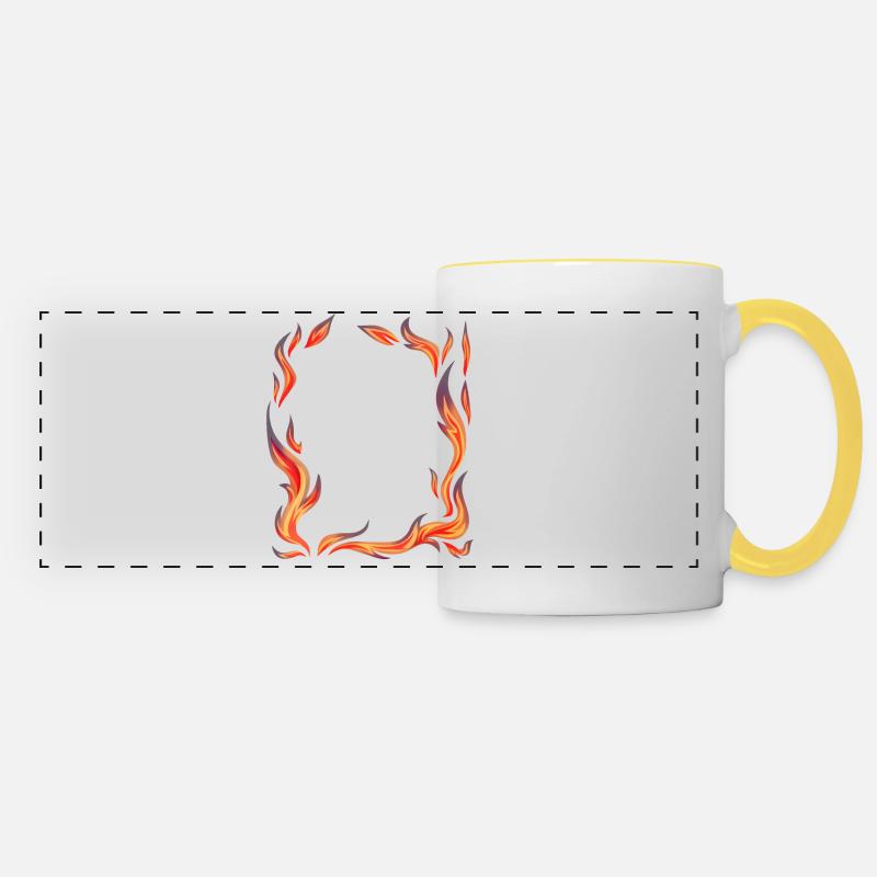 Flames fire hot shape fire - Panoramic Mug - white/yellow