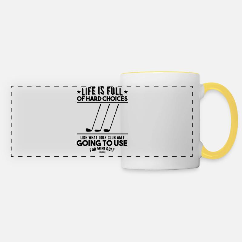 golf golf club golf - Panoramic Mug - white/yellow