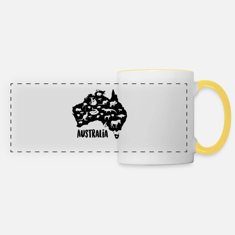 Australia animals australia kangaroo koala beak - Panoramic Mug - white/yellow