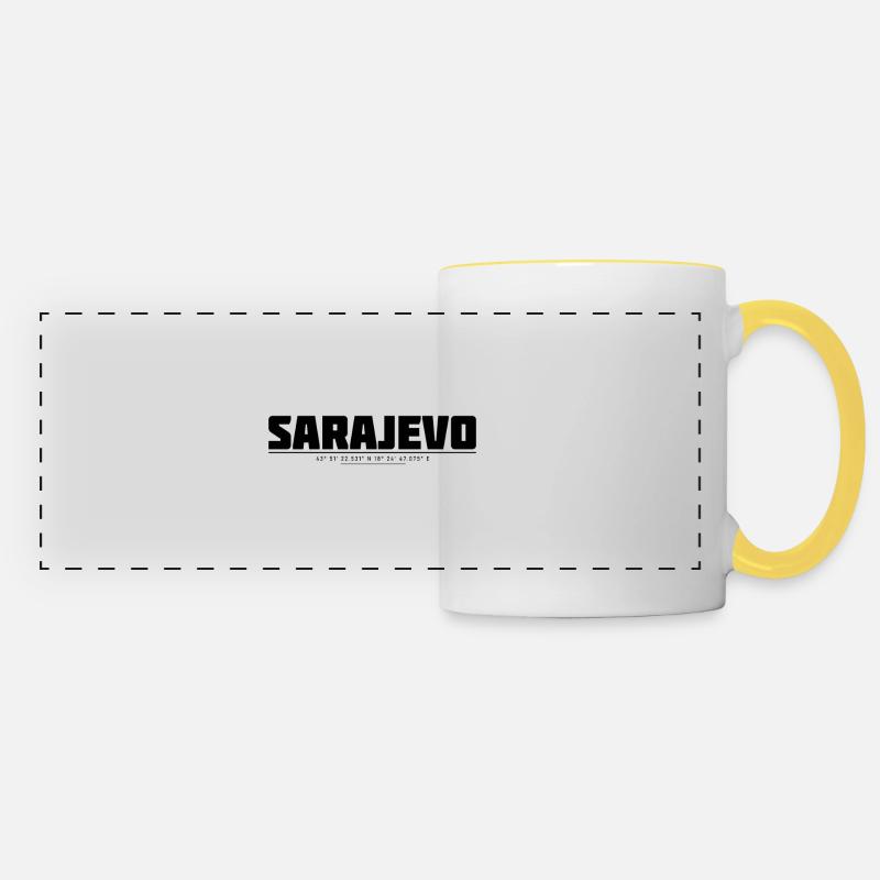 Sarajevo Bih - Mug panoramique contrasté et blanc - blanc/jaune