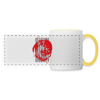 Bujinkan, Bujinkan japonais, arts martiaux, - Mug panoramique contrasté et blanc - blanc/jaune - Devant