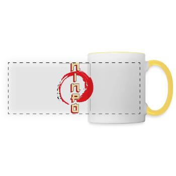 Bujinkan, Bujinkan Arts martiaux japonais, - Mug panoramique contrasté et blanc - blanc/jaune - Devant