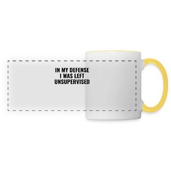 in my defense, i was left unsupervised - Mug panoramique contrasté et blanc - blanc/jaune - Devant