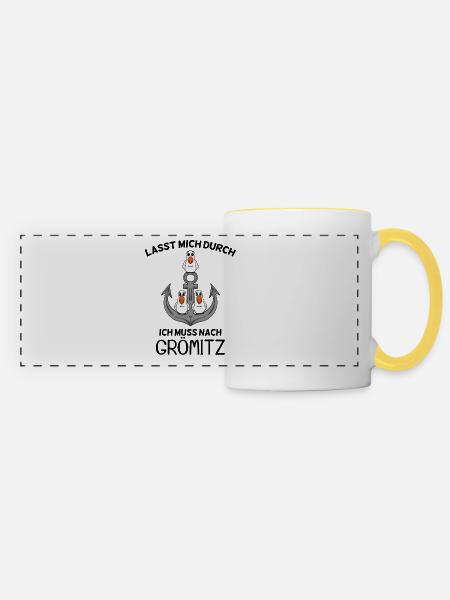 Grömitz - Panoramatasse - Weiß/Gelb
