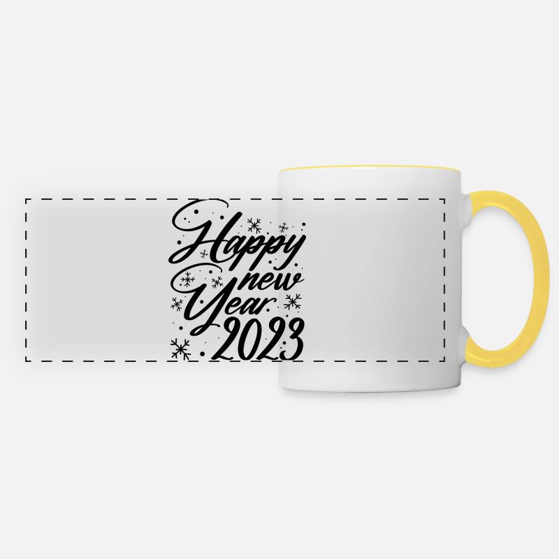 Hapy new year 2023 - Panoramic Mug - white/yellow