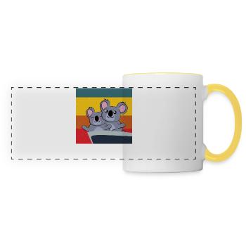koalas mignons dans la pose du Titanic - Mug panoramique contrasté et blanc - blanc/jaune - Devant