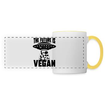 The Future Is Vegan Diet Meatless Vegan Diet Lover - Panoramic Mug - white/yellow - Front