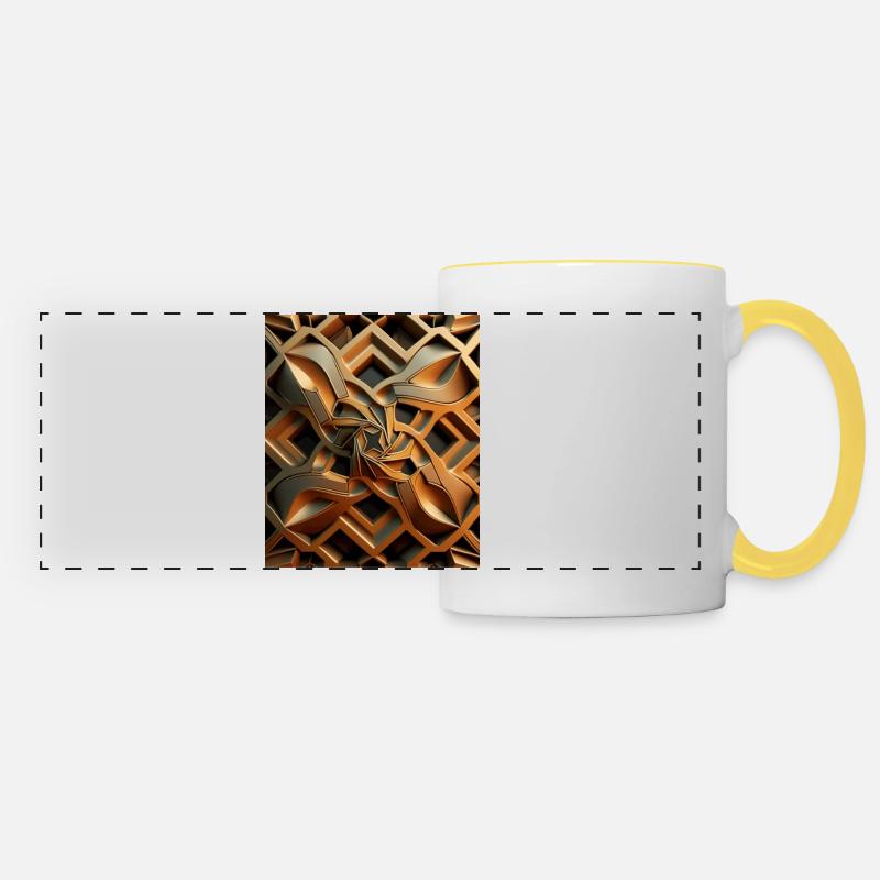 Si-Fi, pattern, abstract, orange, black - Panoramic Mug - white/yellow