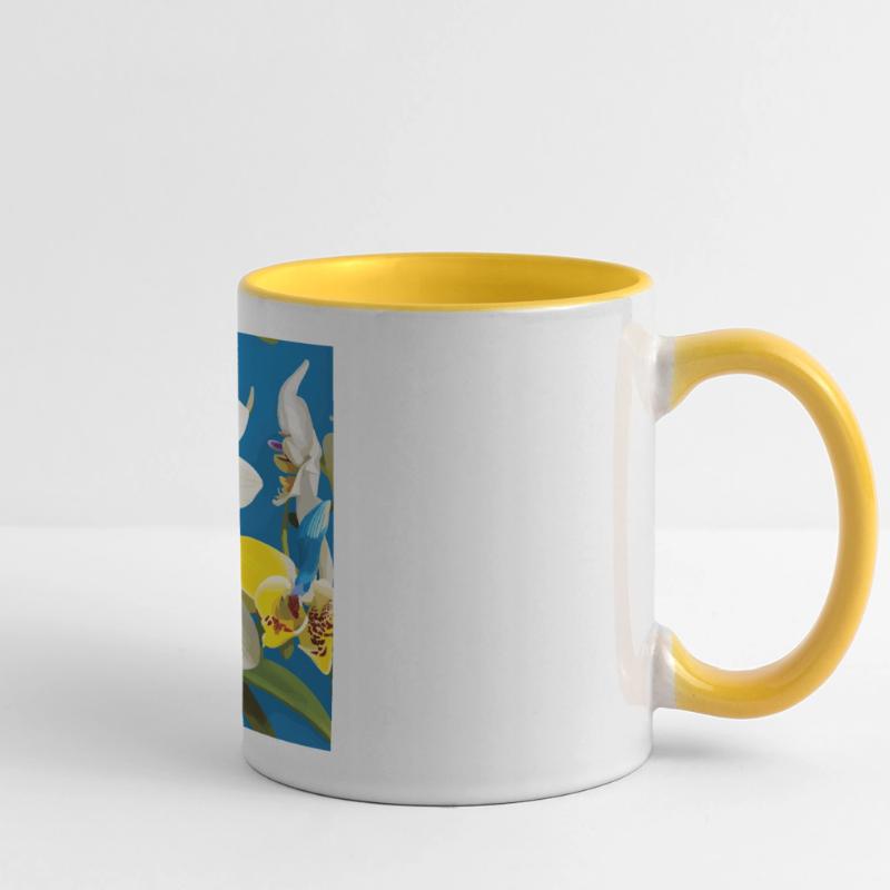 Orchid Pattern Tropical Pattern Jungle Pattern Panoramic Mug