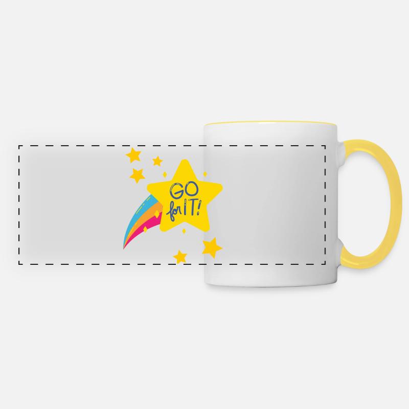GO for it / Motivation for more courage / Gift idea - Panoramic Mug - white/yellow