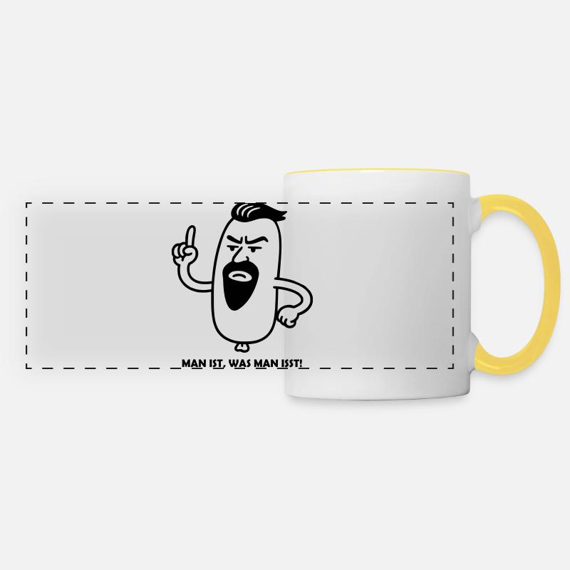 Dis-moi ce que tu manges, je te dirai qui tu es! dans la COULEUR SOUHAITÉE - Mug panoramique contrasté et blanc - blanc/jaune