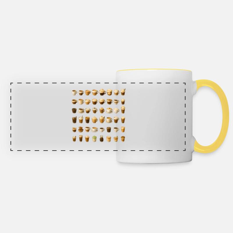 Various coffee drinks - Panoramic Mug - white/yellow
