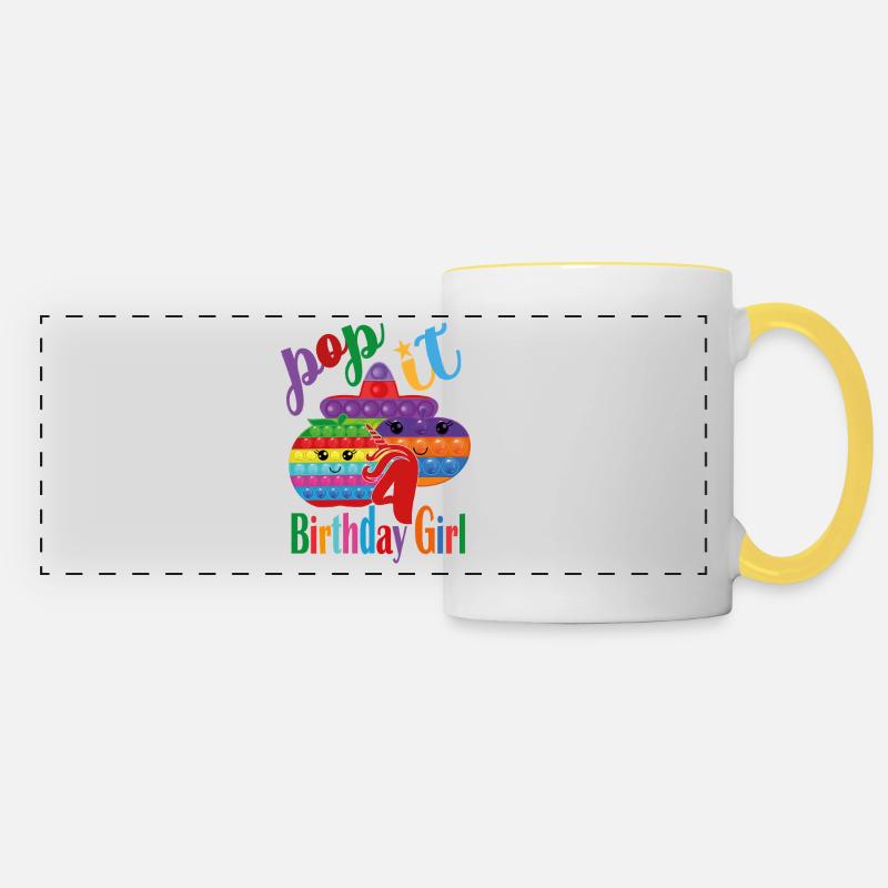 pop it Birthday girl 4 - Panoramic Mug - white/yellow