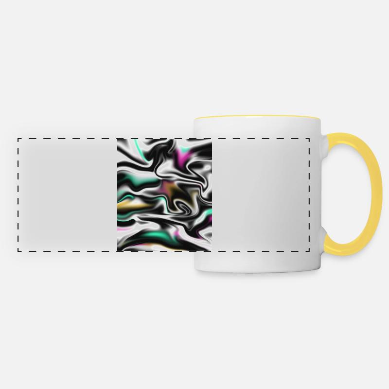Holographic Flow - mystical abstract - Panoramic Mug - white/yellow