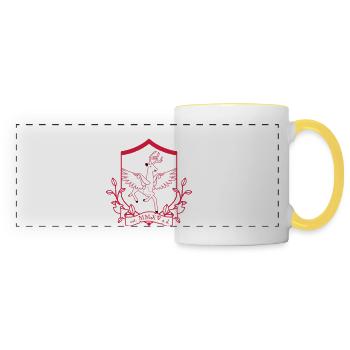 Winged deer – noble heraldic animal forest - Panoramic Mug - white/yellow - Front