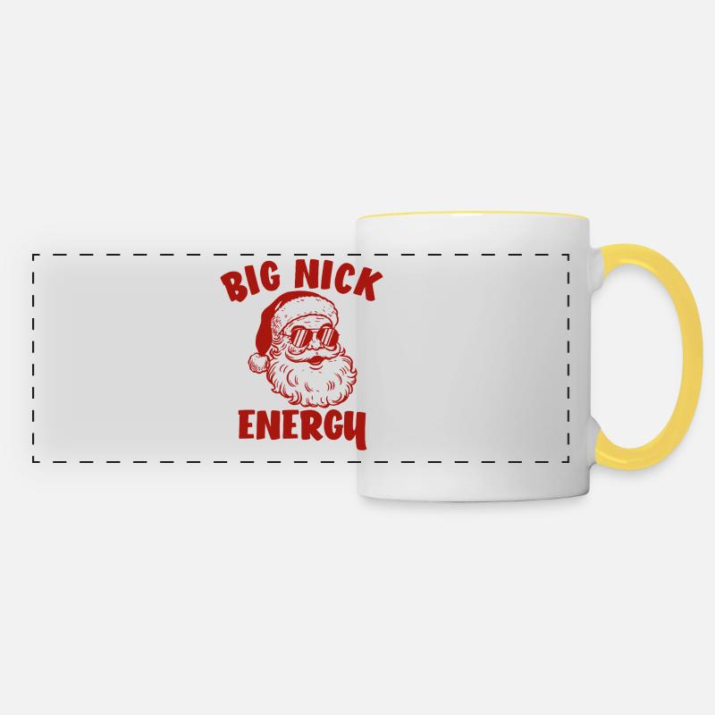 Santa Claus, Merry Christmas, Big Nick-E - Panoramic Mug - white/yellow