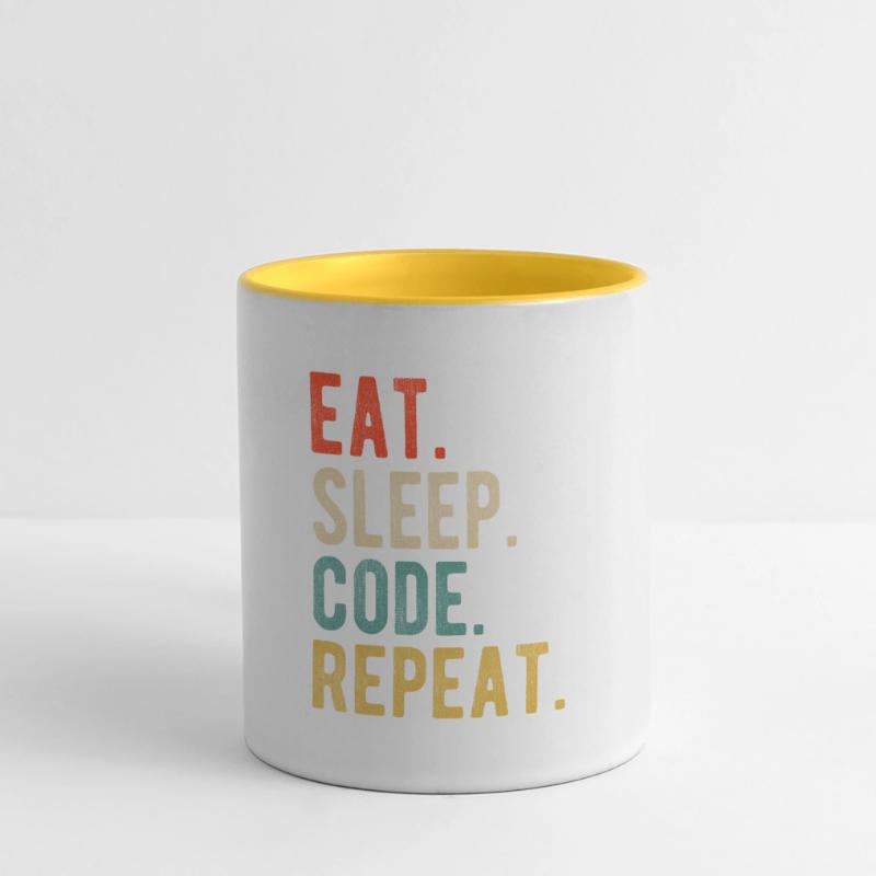 Eat Sleep Code Repeat Programmierer Nerd Retro Panoramatasse