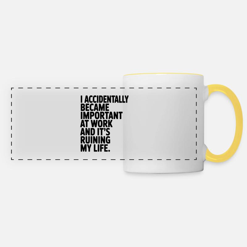 Work Life Overload Quote - Panoramic Mug - white/yellow