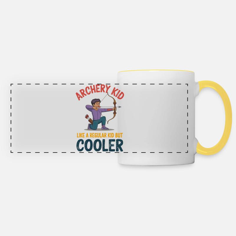 Archery Kid: Cooler than normal kids - Panoramic Mug - white/yellow