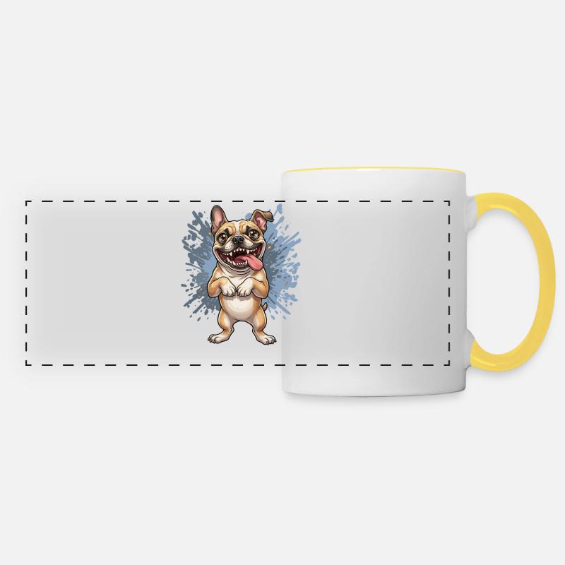 Pug Pose Splash - Panoramic Mug - white/yellow