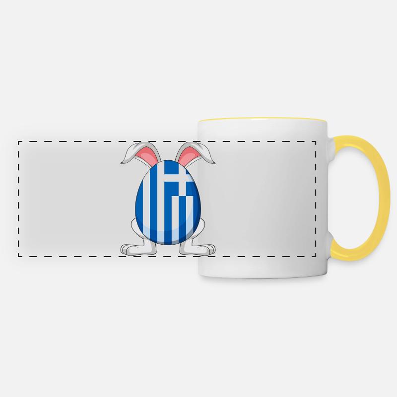 Little Tsourekaki Greek Easter Pascha Rabbit - Panoramic Mug - white/yellow