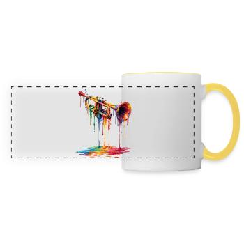 Trumpet with dripping paint - Panoramic Mug - white/yellow - Front