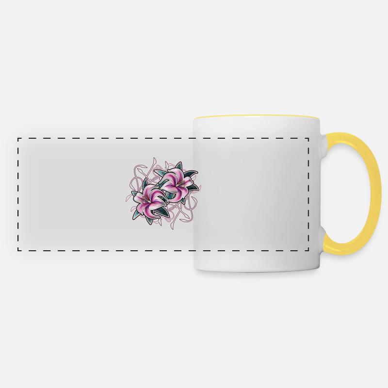lilies2 - Panoramic Mug - white/yellow