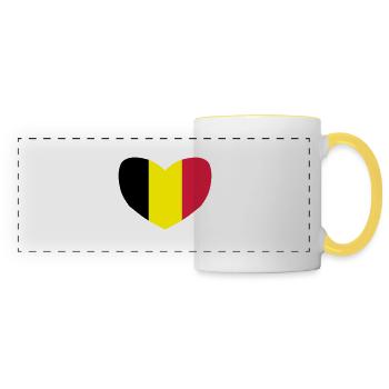 I love Belgium - Mug panoramique contrasté et blanc - blanc/jaune - Devant