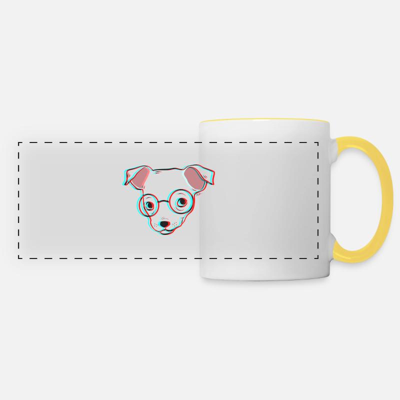 wise dog - Panoramic Mug - white/yellow