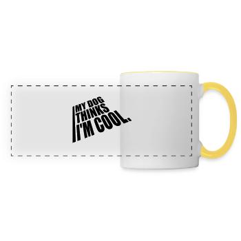 Dog thinks in the cool - Panoramic Mug - white/yellow - Front